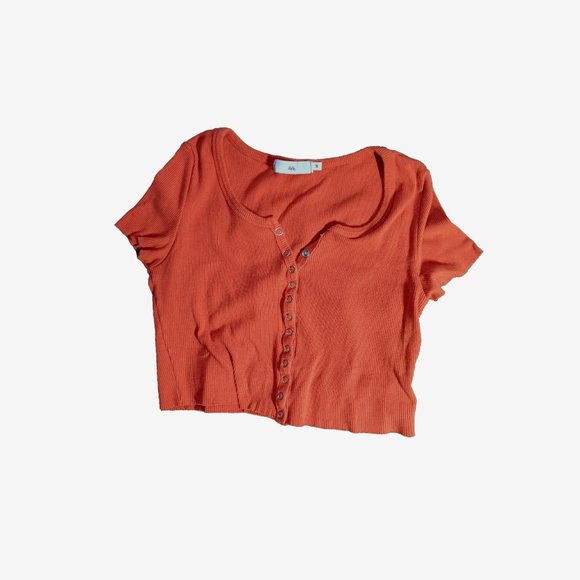 ribbed button up crop top - Picture 1 of 2